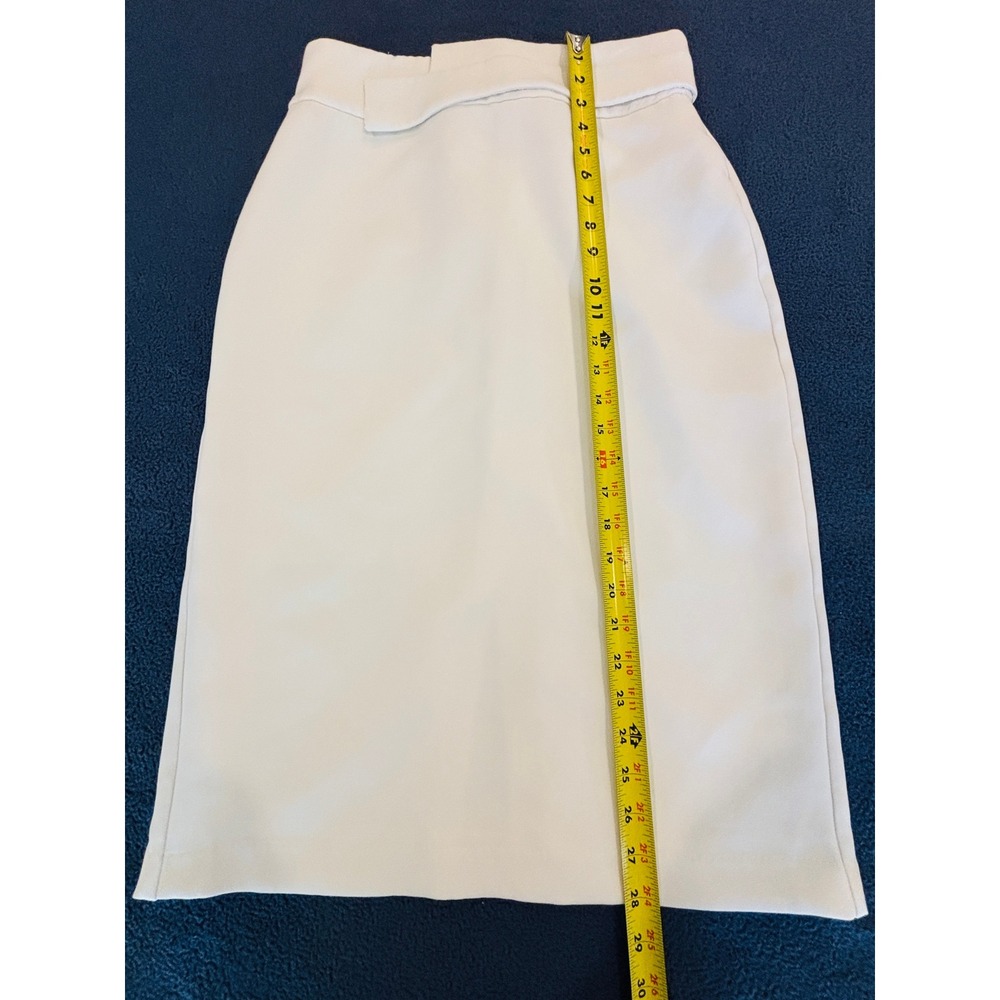 Eva Mendes New York & Company White Pencil Skirt Asymmetric Waist Size S